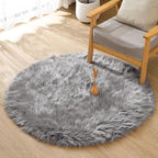 ORINOVA Silver Grey Shag Faux Sheepskin Fuzzy Fur Rugs by ORINOVA