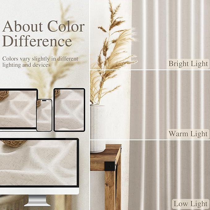 Nanspring Pearl White Curtains 90 Inches Long - Image 3