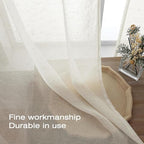 Simplebrand Natural Linen Textured Sheer Curtains 63 Inch Length 2 Panels - Image 6