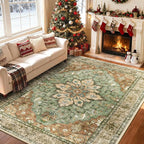 RELEANY Area Rugs 7'x9' Washable Non-Slip, Floral Vintage Distress Print - Image 2