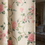 Vintage Floral Blackout Curtains 84 Inch, 2 Panels Spring Linen Texture by Unknown