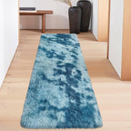 Super Soft Fluffy Living Room Area Rug 2x6 ft Tie-Dyed Light Blue Shaggy Furry - Image 3