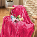 inhand Hot Pink Fleece Twin Blanket, Lightweight Leaves Pattern Fuzzy Blanket - Image 3