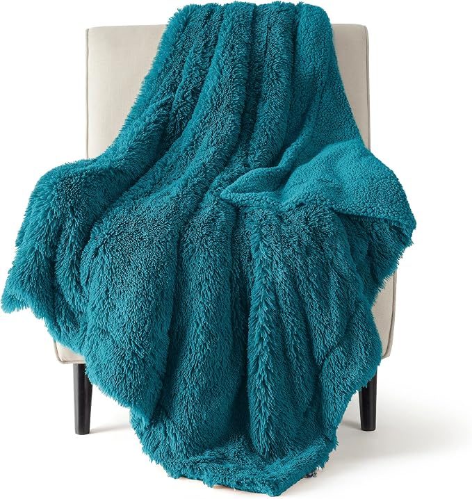 Bedsure GentleSoft Fluffy Turquoise Teal Throw Blanket, Teal Decor Cozy Gifts by BEDSURE