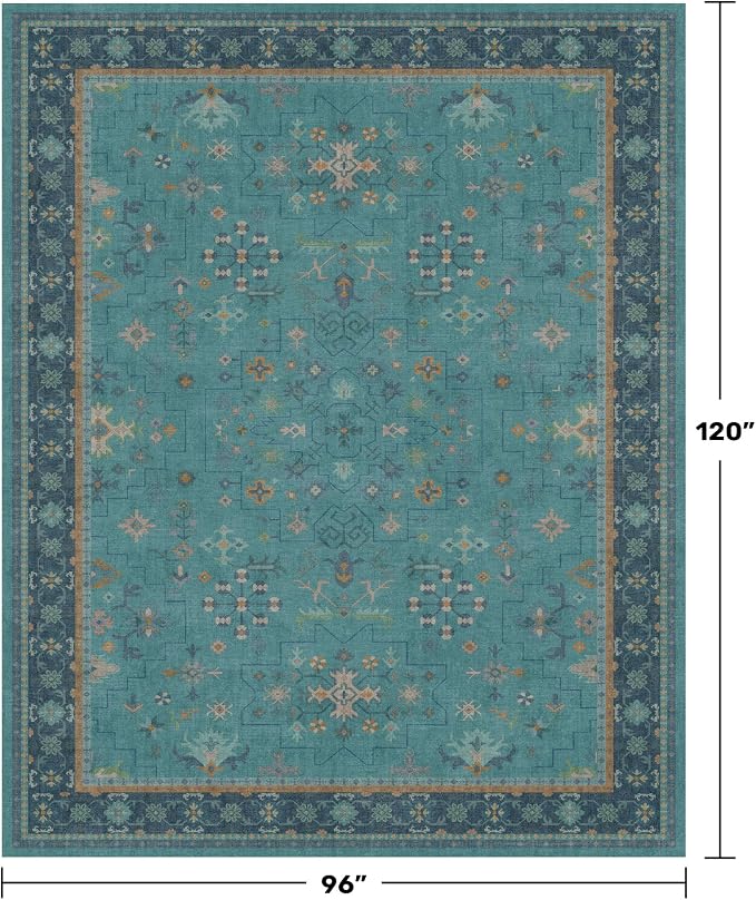 Boho 8x10 Large Teal Green Rugs - Image 2