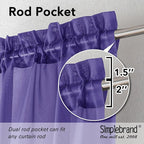 Simplebrand Purple Sheer Curtains 84 Inches Long, Light Filtering Rod Pocket - Image 2