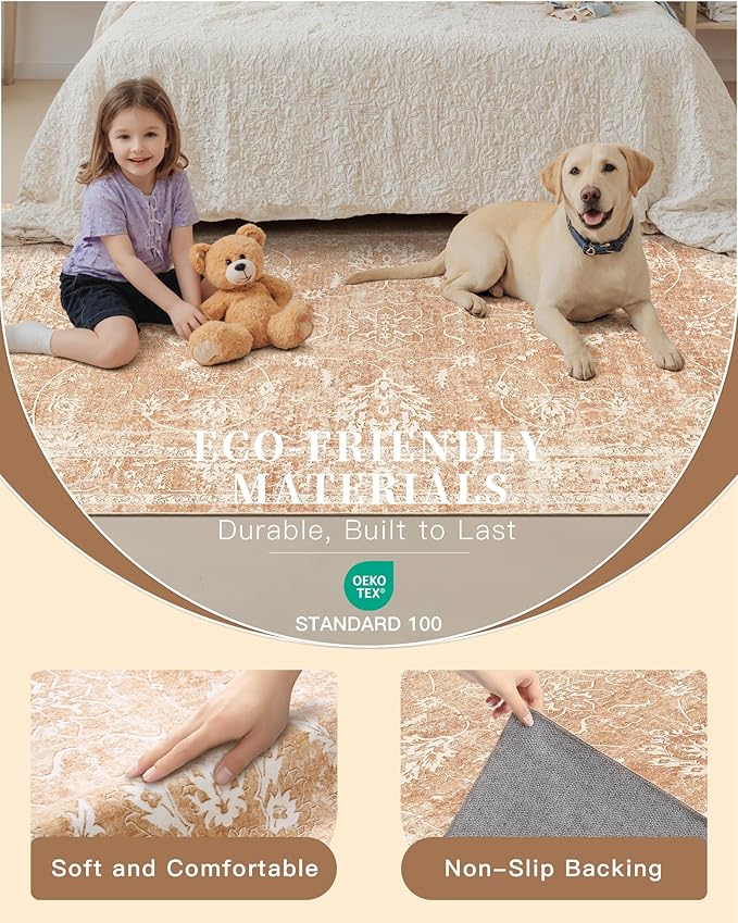 Madane 8x10 Area Rugs for Living Room, Machine Washable Vintage Rug - Image 6