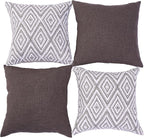 HPUK Decorative Throw Pillow Covers Set of 4 Dark Gray Geometric Design Linen - Image 2