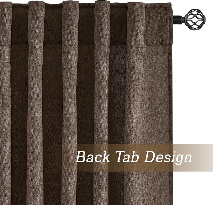 RYB HOME Natural Linen Sheer Curtains 108 inches Long - Image 3