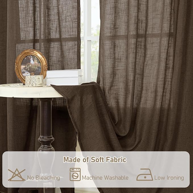LAMIT Dark Brown Linen Curtains - Image 9