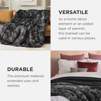 Bedsure GentleSoft Fuzzy Sherpa Faux Fur Twin Blanket Tie Dye Black Cozy Gifts - Image 4
