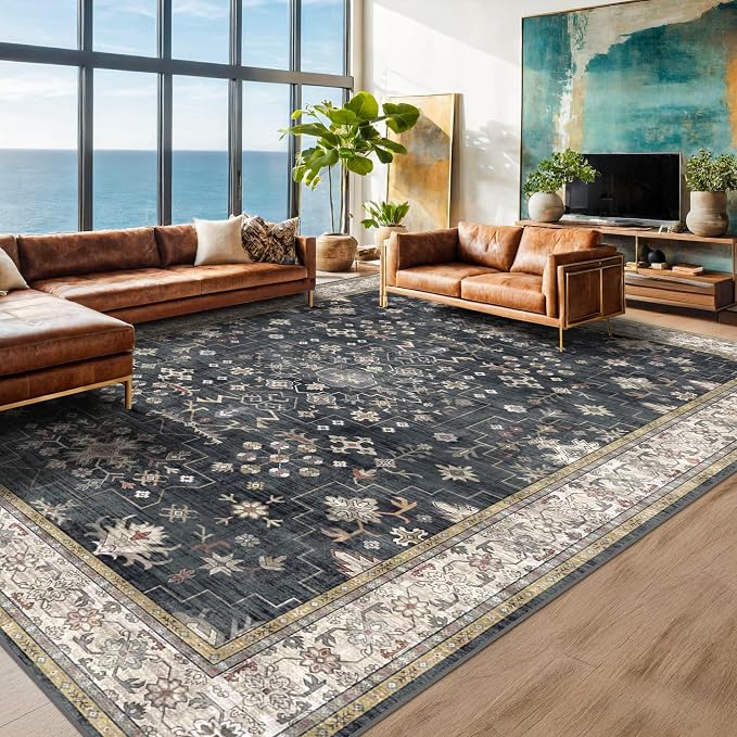 Boho Black Rug for Living Room - Image 8