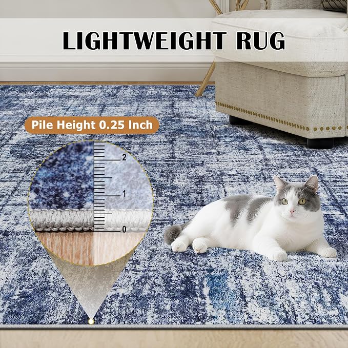 9x12 Area Rugs for Living Room Washable Rug: Anti-Skid Abstract Modern Living - Image 6