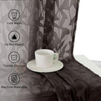 Lecloud Leia 2 Panels Sheer Chocolate Brown Curtain 54 Inch Length, Light - Image 9