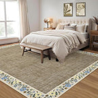 GarveeHome Washable Living Room Rug 9x12 Floral Bordered Area Rugs Soft Thin - Image 2