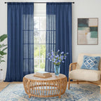 BGment Linen Navy Blue Curtains 96 Inches Long - Image 2