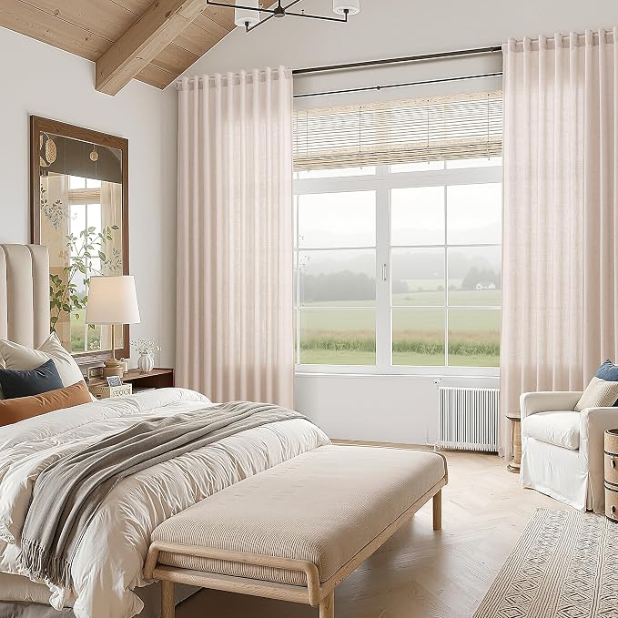 Nanspring Natural White Linen Curtains 108 Inches Long - Image 7