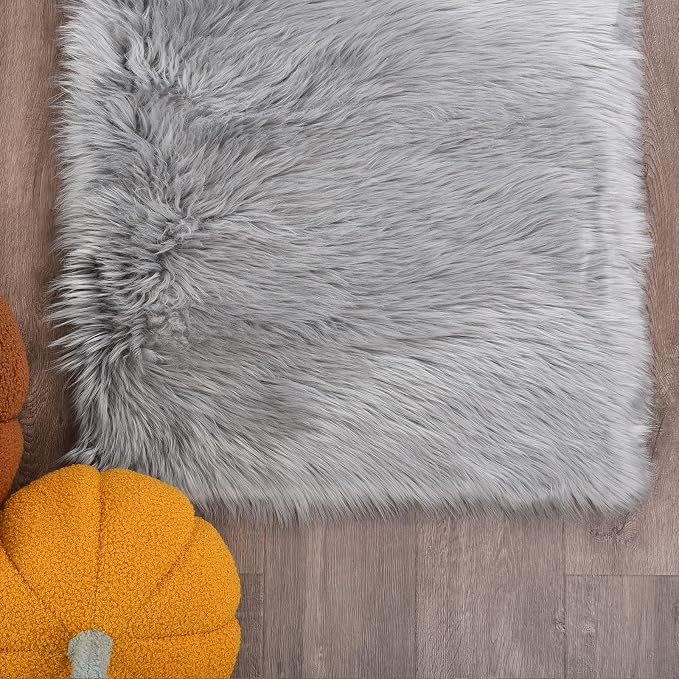 Goolela Grey Round Rug 5ft Gray Fluffy Fuzzy Furry Circle Carpet - Image 6