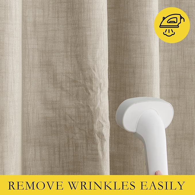 NICETOWN Taupe 100% Blackout Linen Curtains 102 inch Long Burg, Farmhouse Thick - Image 7