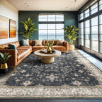 Black Boho Rug for Living Room 9x12 - Image 3