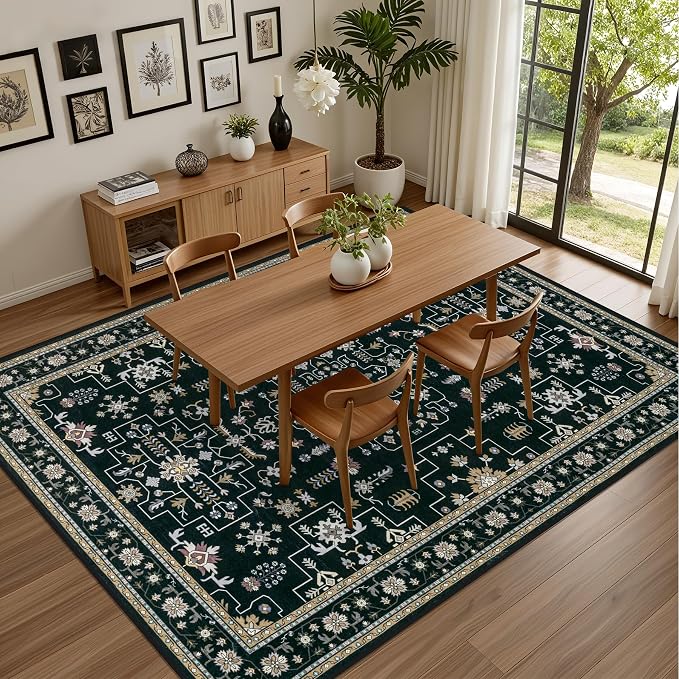 Area Rugs 9x12 Living Room Rug: Washable Rug Soft Vintage Boho Medallion Carpet - Image 5