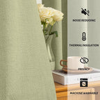 Yakamok Linen Sage Curtains 100% Blackout 84 Inches Long, Room Darkening - Image 5