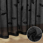 HOMEIDEAS Black Sheer Curtains 52 X 63 Inches Length 2 Panels Black Embroidered - Image 6