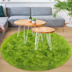 5x5 ft Tie Dye Green Round Rug for Bedroom Room Fluffy Circle Rug Furry Carpet - Image 3