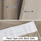 RYB HOME Camel Beige Velvet Curtains - Image 4