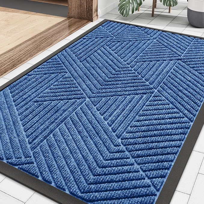 Smiry Front Door Mat Outside Entrance, Heavy Duty Sturdy Natural Rubber Doormat by Smiry