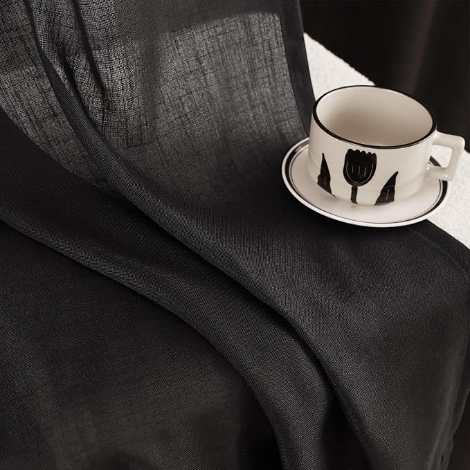 Black Linen Curtains 102 inches Long - Image 2