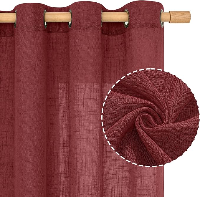 LAMIT Sheer Linen Curtains 63 Inch Length - Image 2