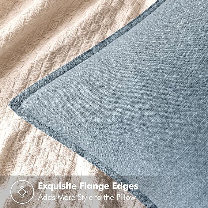 MIULEE Decorative Linen Pillow Covers 20x20 Inch Blue Grey ​Boho Farmhouse​ - Image 4