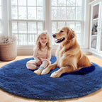 ONASAR Navy Blue Round Area Rug 4ft, Soft Bedroom Circle Rugs Floor Mat - Image 7