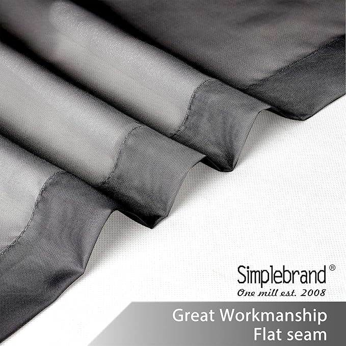 Simplebrand Black Sheer Curtains 108 Inches Long, Extra Long Rod Pocket Solid - Image 2