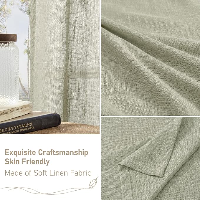 LAMIT Sage Grey Linen Curtains 45 inches Long - Image 7
