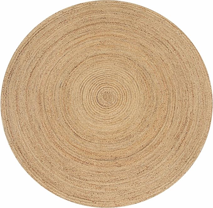 Hausattire Hand Woven Jute Braided Rug, 3’ Round – Natural, Reversible Boho - Image 3