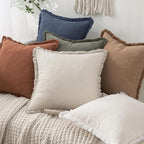 MIULEE Decorative Throw Pillow Covers Neutral Linen Fringe Throw Pillows Euro - Image 7