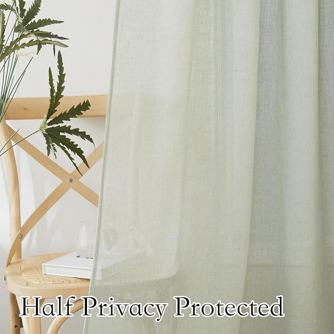RYB HOME Linen Sheer Curtains 95 inches Long, Airy Breathable Absorbent - Image 4