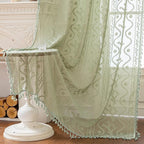 WAZZIO Boho Lace Curtains 2 Panels 63 Inch -Vintage Victorian Sheer Panel Drape - Image 7