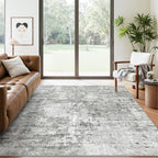 6x9 Abstract Area Rugs for Living Room 6 x 9 Washable Non Slip Low Pile Gray - Image 2