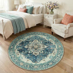 Area Rugs 4ft Washable Non-Slip, Floral Vintage Distress Print Pattern - Image 3