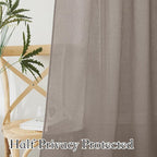 RYB HOME Cafe Curtains 24 inches Length, Linen Sheer Short Curtains - Image 3