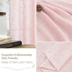 LAMIT 95 Inches Long Pink Linen Curtains - Image 6
