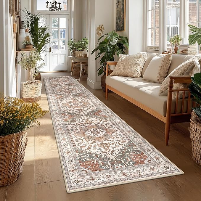 Yamaziot Washable Runner Rug, 2x10 Non-Slip Boho Vintage Hallway Rug Runner - Image 5