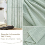 LAMIT Short Linen Window Curtains 40 Inch Length 2 Panels, Light Sage Semi - Image 6