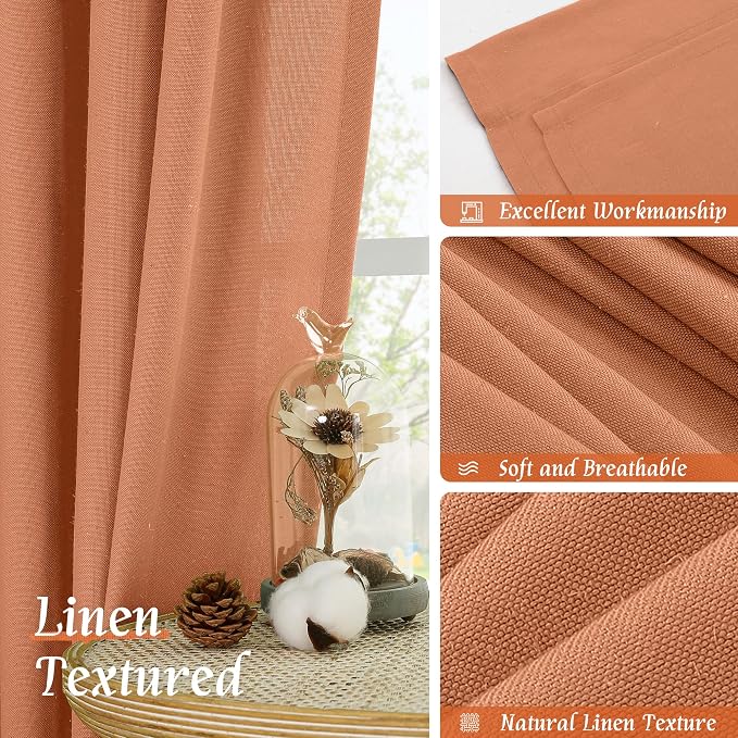 LAMIT Terracotta Linen Curtains 72 inches Long - Image 7