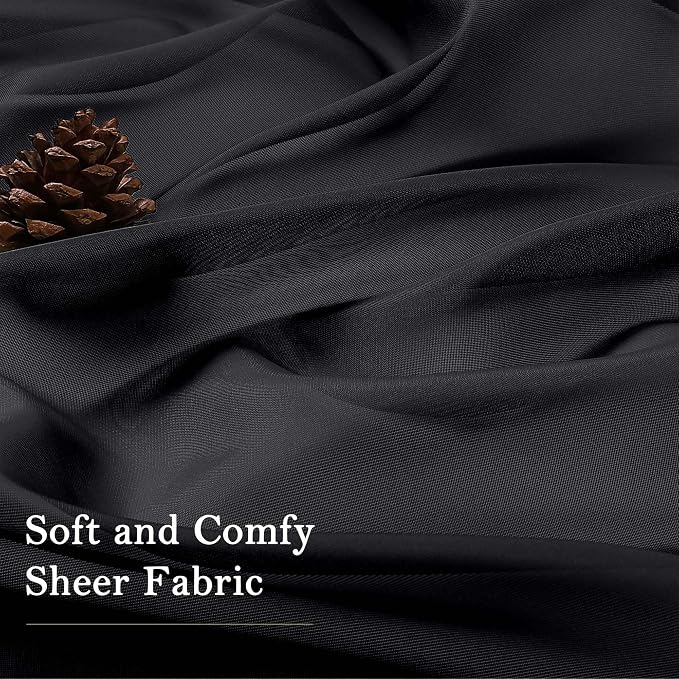Lecloud Black Sheer Curtains 90 Inches Long 2 Panels, Light Filtering Privacy - Image 8