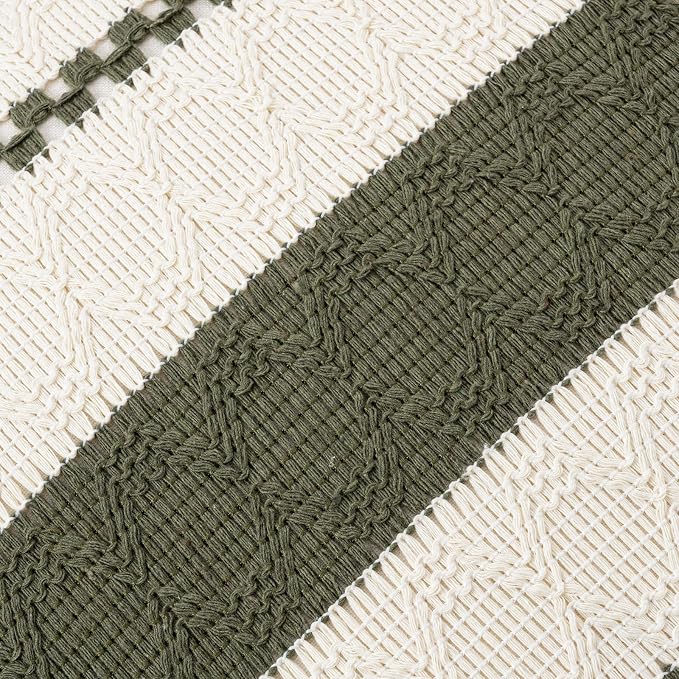Fancy Homi Set of 1 Boho Olive Green Big Decorative Throw Pillow Cover 24x24 - Image 4