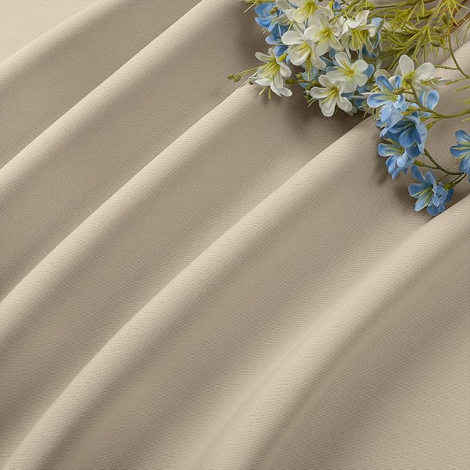 CUCRAF Light Beige Blackout Curtains 54 inch Length 2 Panels Set, Rod Pocket - Image 7